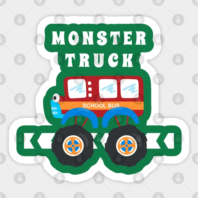 illustration of monster truck with cartoon style. Sticker by KIDS APPAREL